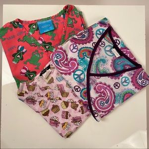Set of 3 Scrub Tops size L